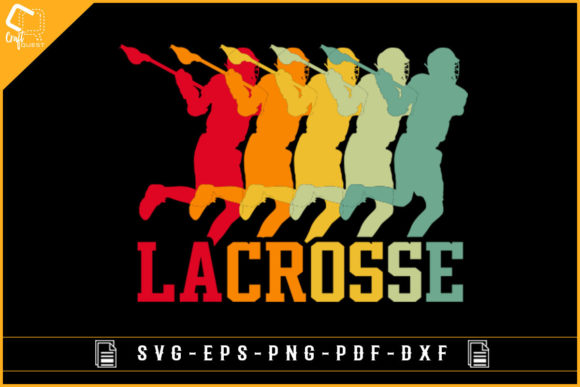 Colorful Retro Lacrosse Graphics for Crafts