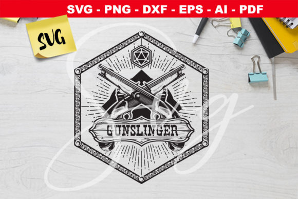 RPG Gunslinger Svg: Hexagon Dice Box Graphics for Crafts